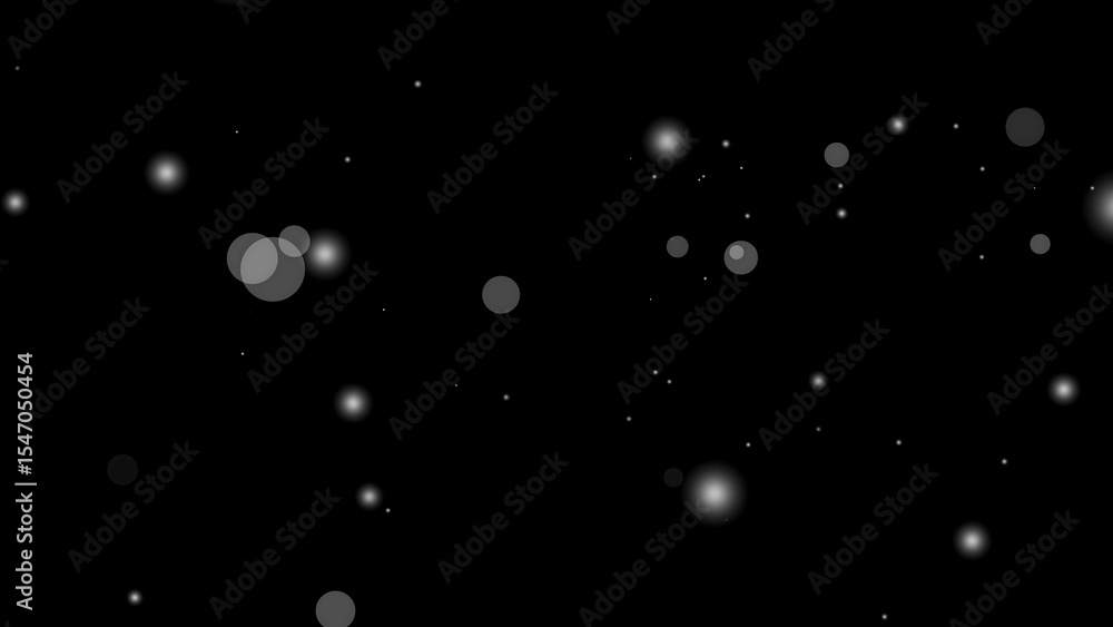 White particle overlay creates a field of sparkling bokeh lights on a black background White particle overlay creates a field of sparkling bokeh lights on a black background