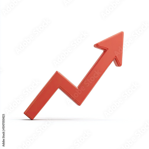 Red arrow symbolizing growth and success on white background