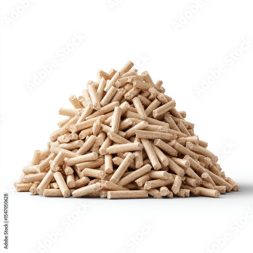 Wood pellet fuel pile with natural texture and light color