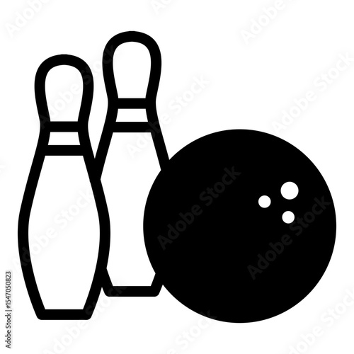 Bowling Icon. Bowling Ball and Pins Illustration