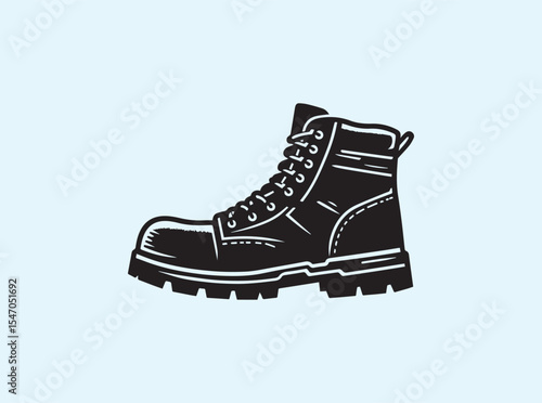 Durable construction boot with thick treaded sole, solid reinforced toe, and fully visible lacing system, made for protection in rugged work environments