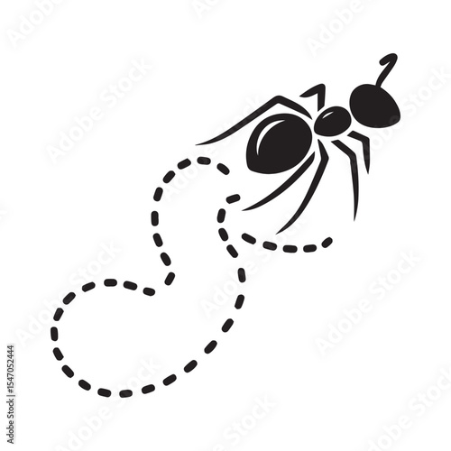 Ant trail logo. Black and white ants vector icon