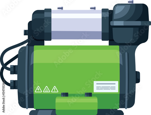 Stationary automatic air compressor vector illustration