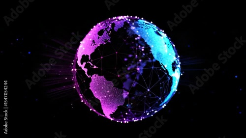 Glowing digital globe network connection technology data futuristic blue and purple abstract earth global communication innovation, digital globe network earth technology data connection glowing