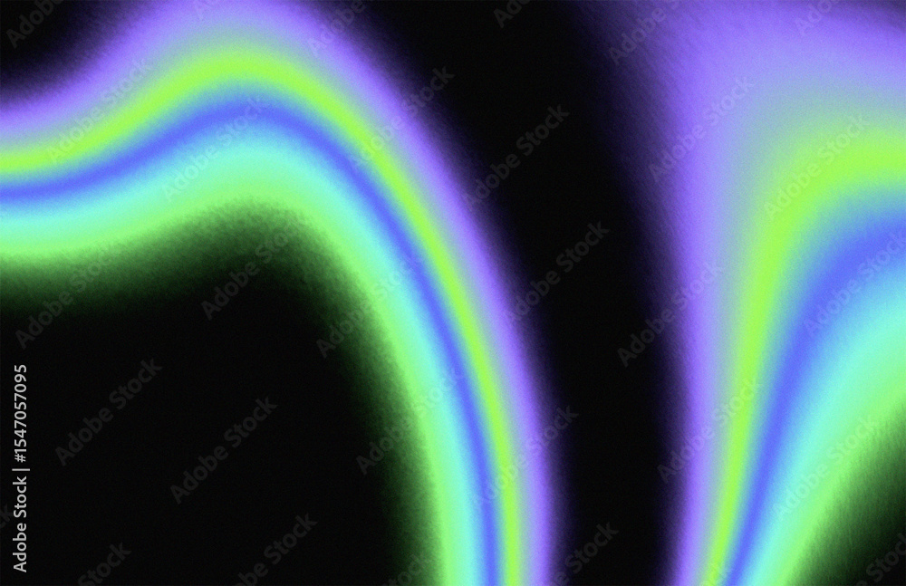 Abstract neon curves waves in vibrant green purple flowing on black background with grainy texture for fluid, motion, psychedelic design Abstract neon curves waves in vibrant green purple flowing on black background with grainy texture for fluid, motion, psychedelic design
