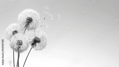 Wallpaper Mural Abstract black and white vector background with dandelions flowers. Vector illustration dandelion time. Black Dandelion seeds blowing in the wind. The wind inflates a dandelion. Torontodigital.ca