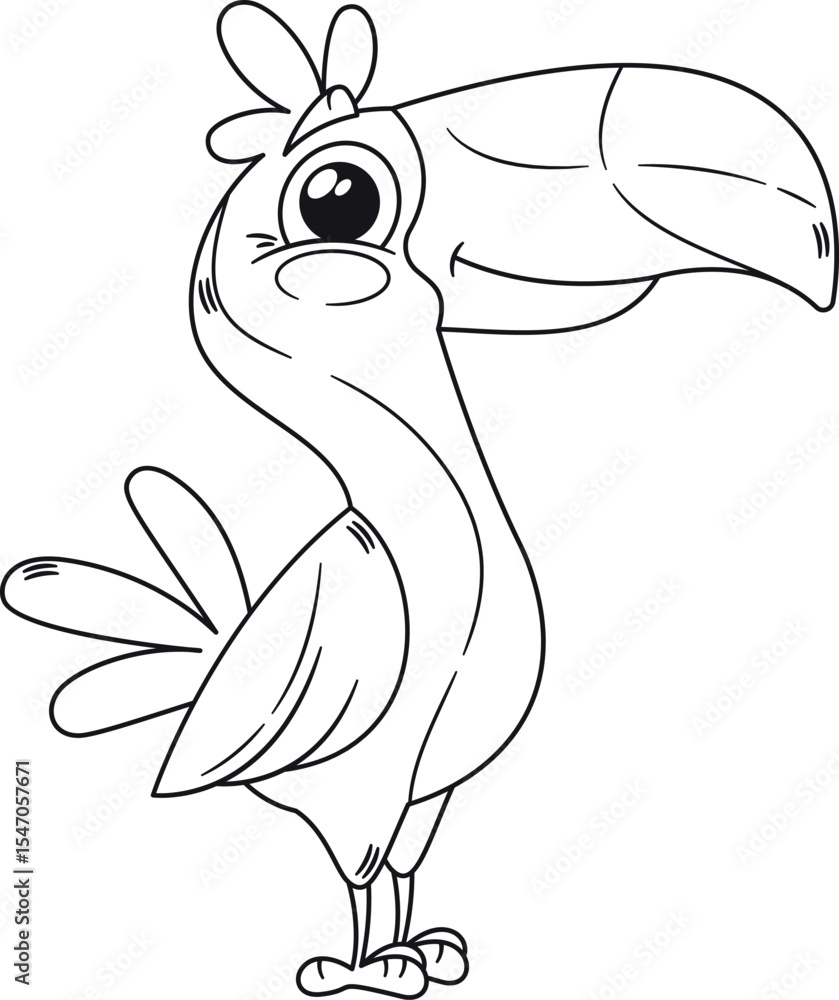 Fototapeta premium Black-and-white big-billed toucan vector illustration