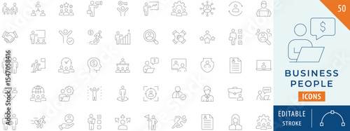 Business people icon collection set. Editable stroke.