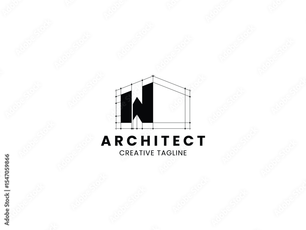 Naklejka premium Letter W Architect logo for architecture, construction and real estate company. Architect monogram logo design