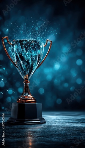 Awarded prize, blue, illuminated