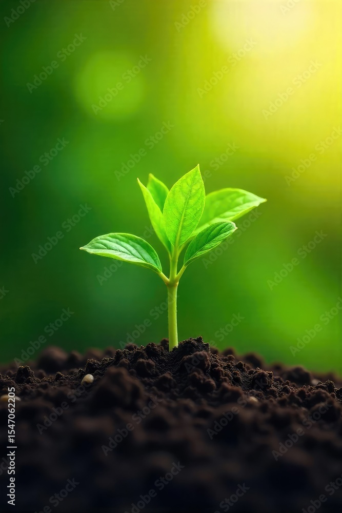 Fototapeta premium A single seed sprouts, signifying the beginning of new life, growth, and potential A powerful image representing rebirth, hope, and the cycle of life , future, opportunity