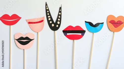Colorful Paper Lips Props for Fun Photo Booth Backgrounds Display