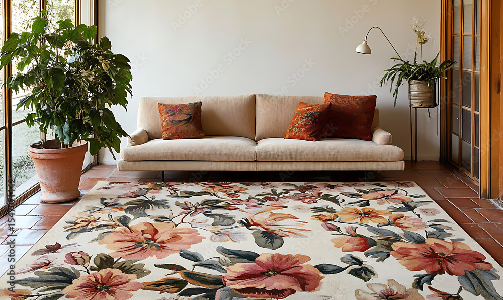 Seamless floral tile patterns combining cultural, modern
