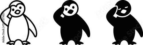 Penguin cartoon vector illustration with salute pose for graphic design and animation asset 100 char editable stock vector