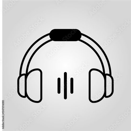 abstract black vector headphone symbol