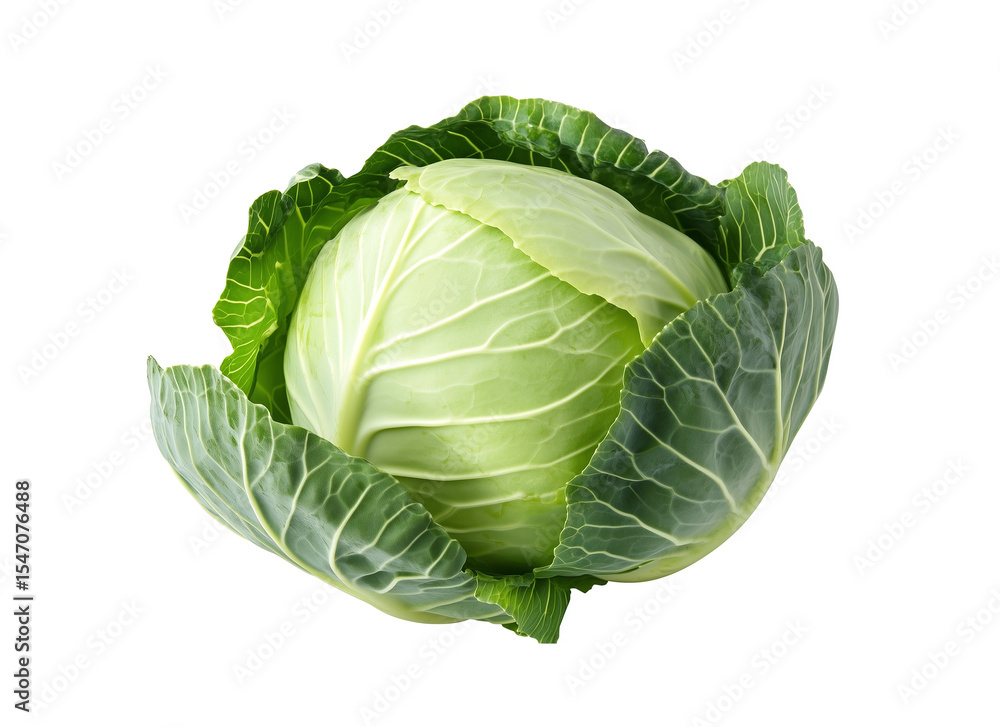 Fototapeta premium Raw cabbage isolated on white. Green cabbage