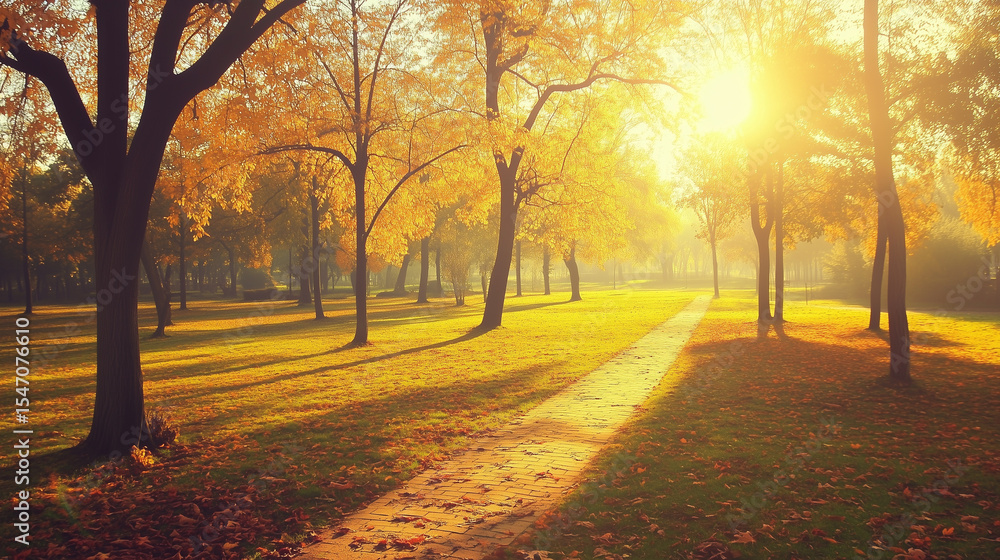 Naklejka premium Colorful foliage in the park. Falling leaves natural background .Autumn season concept. Abstract autumn background