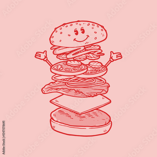 vector illustration character of a burger