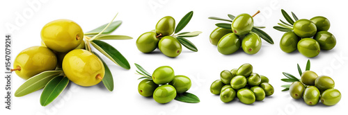 Wallpaper Mural A collection of green olives with leaves on a transparent background Torontodigital.ca