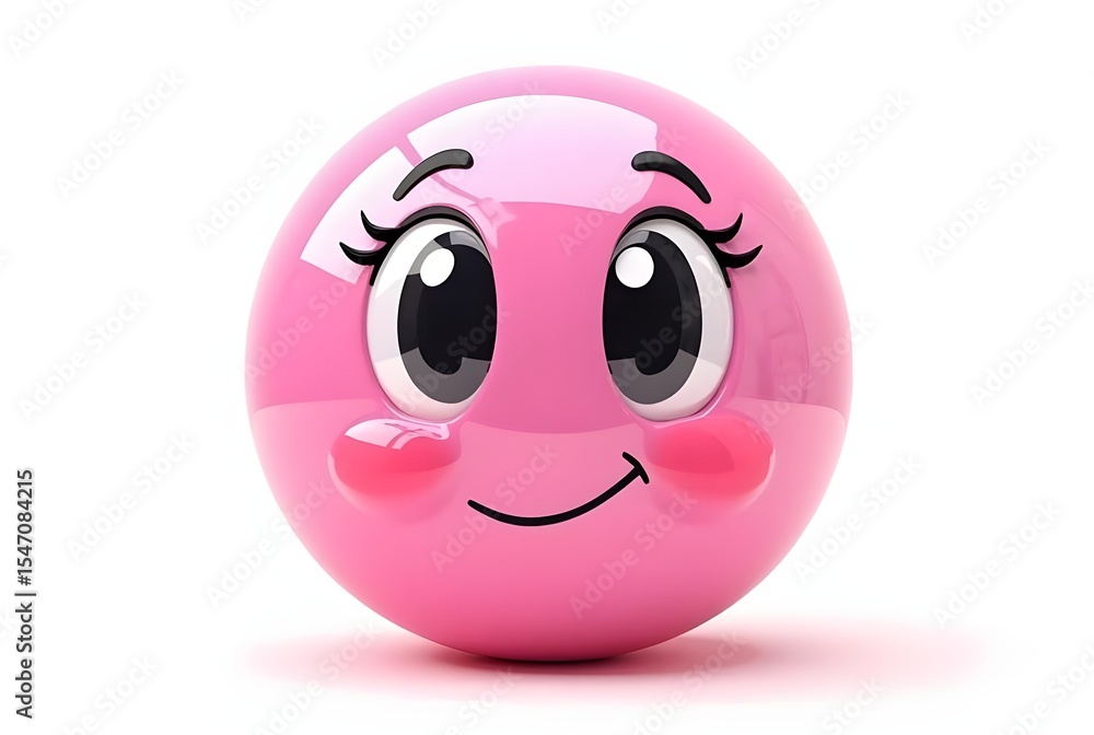 Fototapeta premium A fun, pink, 3D piggy bank with a smiley face concept for saving money