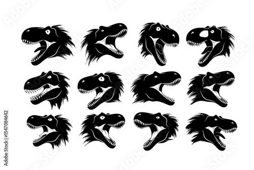 Dinosaur Head Silhouettes Tyrannosaurus Rex Illustration