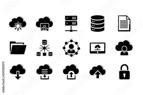 Cloud Computing and Network Technology Icons Set