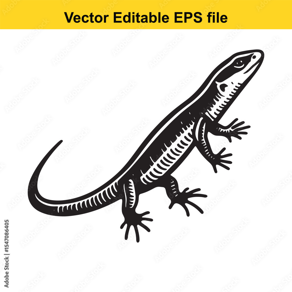 Naklejka premium Monochrome Lizard Illustration Detailed Reptilian Creature with Unique Markings and Textured Skin Perfect for Nature Themed Designs