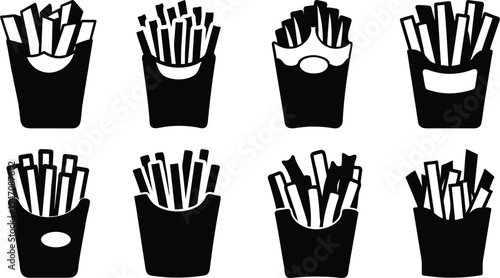 French Fries Silhouette Vector Collection