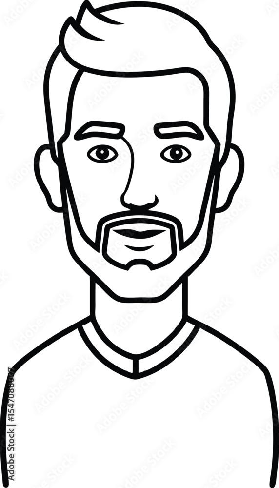 Man Avatar Line Icon With Beard. Man Avatar Line Icon With Beard.