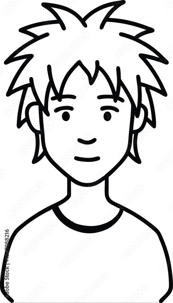 Messy Hair Avatar Icon Outline. Messy Hair Avatar Icon Outline.