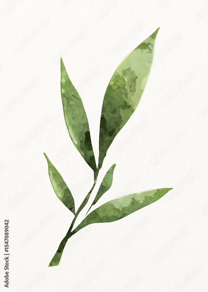 Obraz premium Watercolor leaves, green foliage illustration