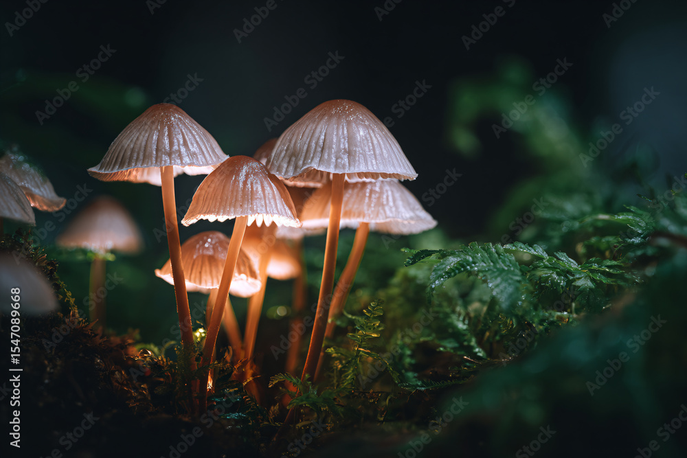 Fototapeta premium a group of mushrooms that are sitting on a moss