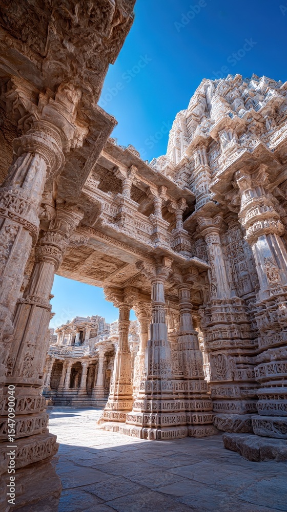 Fototapeta premium Ancient stone architecture, sunlight and shadows