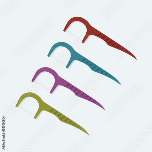 Colored plastic toothpicks on a white background illustration