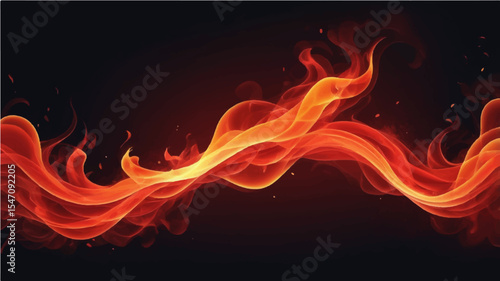 Abstract fire flames with smoke on a dark background showing heat and glowing motion
