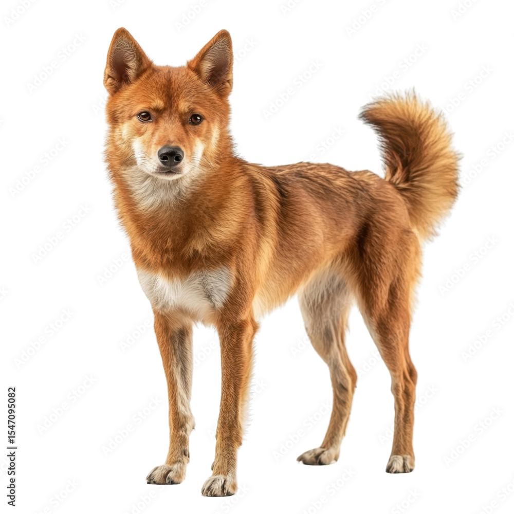 Obraz premium Elegant and Alert Dog Standing on White Background in Studio