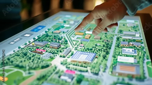 Wallpaper Mural Interactive touchscreen display showcasing a detailed map of a community with user engagement Torontodigital.ca