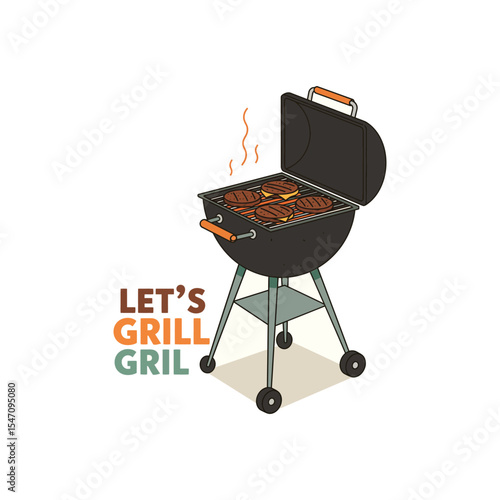 barbecue grill and barbecue