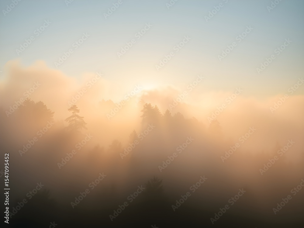Obraz premium Serene Misty Forest Landscape with Golden Morning Light – Ultra HD Nature Background