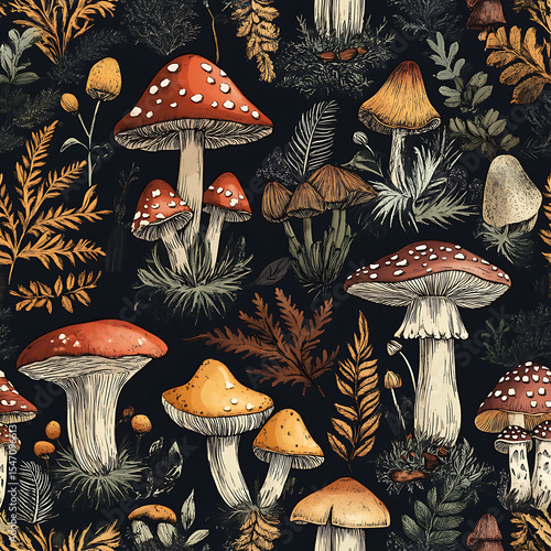 Seamless tile patterns combining cultural, modern, and botanical inspirations for commercial vector.