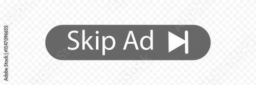 Skip ads button icon. Stop video ad logo symbol background. Simple Vector Skip Ad Button. Skip Ad button advertisement isolated icon. Vector Illustration . EPS 10 . 