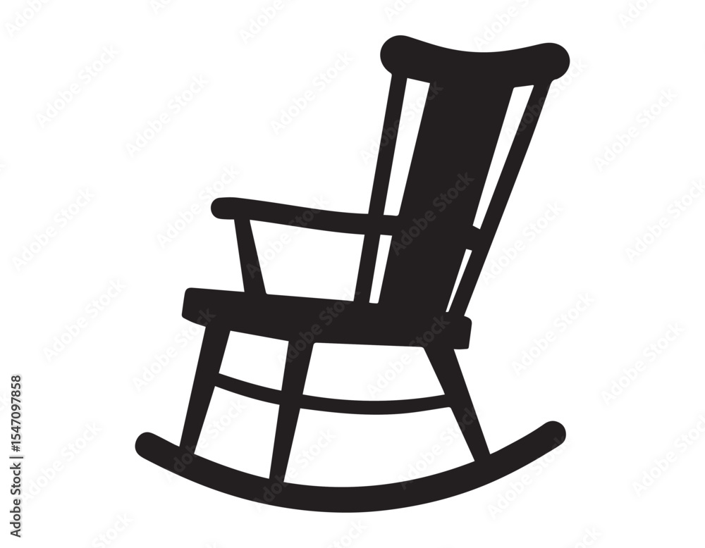 rocking chair icon silhouette vector illustration graphic on white background rocking chair icon silhouette vector illustration graphic on white background
