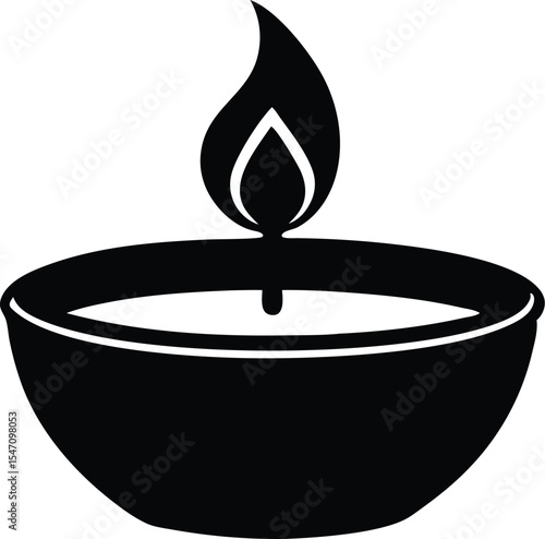 a burning tealight candle silhouette vector