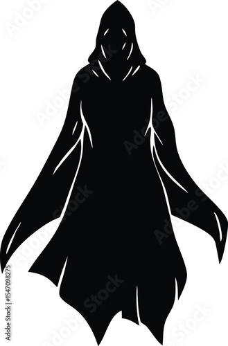 a hooded cloak perfect for fan silhouette vector