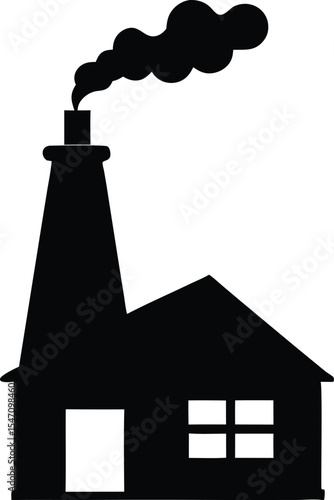 chimney with smoke coming out silhouette vector