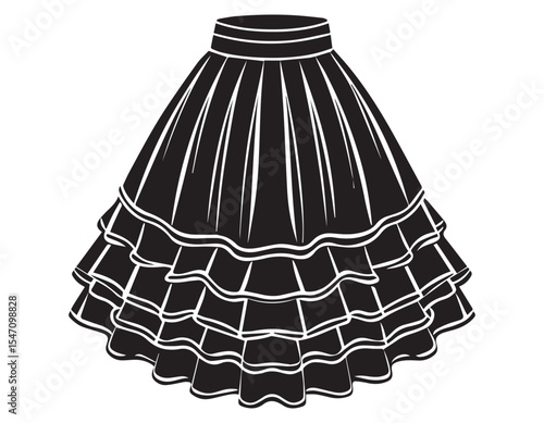 Elegant Layered Ruffle Skirt Fashion Design Illustration 28a.eps