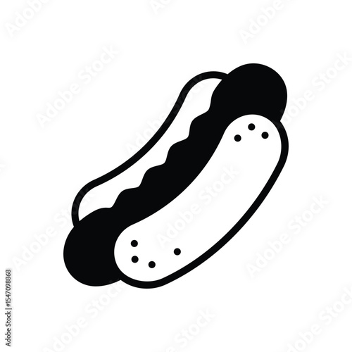 Black solid icon for hotdog
