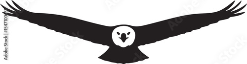 Powerful silhouette of a soaring eagle, Flying bird of prey vector graphic