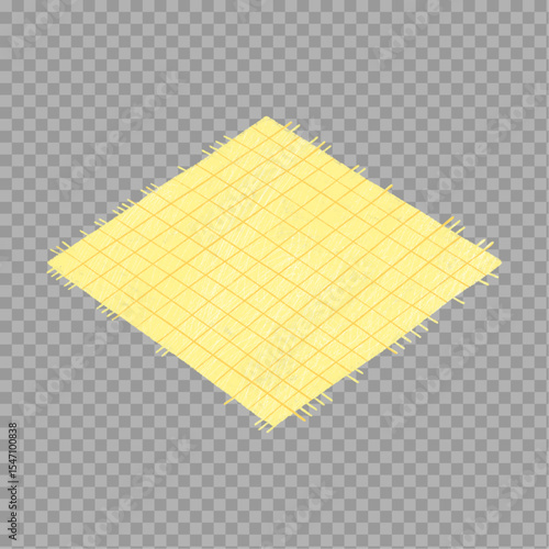 Foto Yellow Checkered Picnic Mat – Transparent Cartoon Illustration