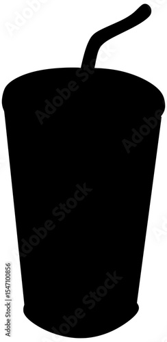 Fountain Drink Cup Silhouette Vector Shadow Illustration